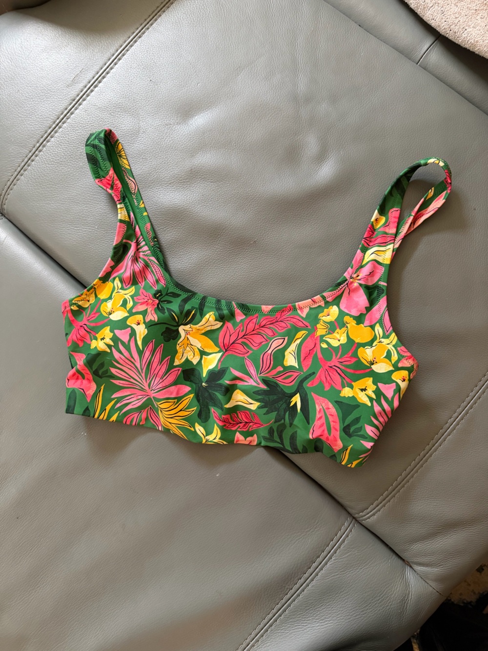 Old Navy Green Tropical Floral One-Piece Swim bikini top onlyPink & Yellow Print